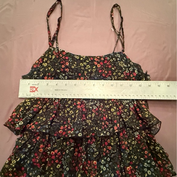 H&M Y2K Vintage Black/Red Ruffled Tiered Spaghetti Strap Mini Sundress 6/Small - Picture 5 of 8